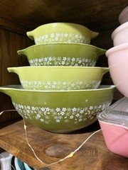 Pyrex Corning Spring Blossom Crazy Daisy Cinderella Mixing Bowl Set 1st Edition