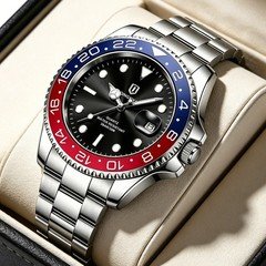 QINGXIYA Men's Quartz Watch Waterproof Luminous Stainless Steel Wristwatch