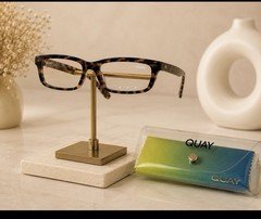 QUAY Tortoise Shell Brown Plastic Full Rim Blue Light Rectangle Eyeglasses