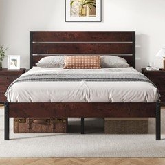 Queen Bed Frame with Headboard and Footboard, with Under Bed Storage, All-Metal