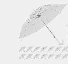 Rain Umbrella - Clear - 48" Across - Rip-Resistant Material - Auto Open - 1 each