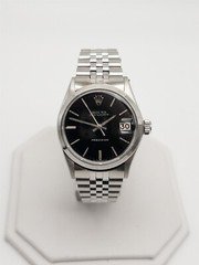 RARE $12,000 BLACK DIAL 31mm Ladies ROLEX OYSTERDATE MIDSIZE SS Watch SERVICED