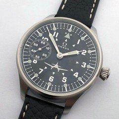 Rare Big Swiss Watch Men’s Military Marriage Wristwatch Steel Case Pilots WW2 