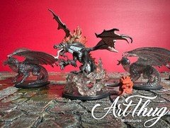 RARE Nightmare Dragon #41 (2) Large Shadow Dragon #57 - Dungeons & Dragons Minis