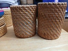 RATTAN SET OF CYLINDERS 4.5" TALL X 4" WIDE  X 4" LONG EACH BASKETS
