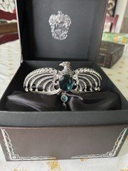 Ravenclaw Eagle Wing Tiara Headband w/ Box, Silver Tone Blue Crystals