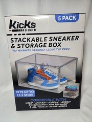 *READ DESCRIPTION* 5 PK Kicks & Co Stackable Clear Shoe Box, Fits Up to Sz 13.5