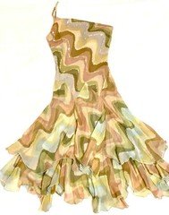 READ! Vintage Pure Silk Abstract Psychedelic Sequin Tiered Hanky Hem Dress