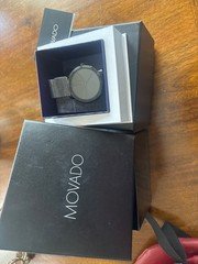 real Movado bold mens watch black with boxs and garantie book