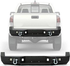 Rear Bumper Compatible with 2005-2015 Toyota Tacoma W/ 18W Led Lights License Pl