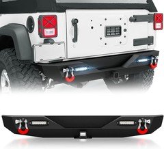 Rear Bumper Compatible with 2007-2018 Jeep Wrangler JK JKU Unlimited Paintable A