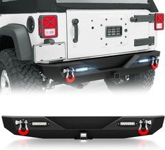 Rear Bumper Compatible with 2007-2018 Jeep Wrangler JK JKU Unlimited Paintable A