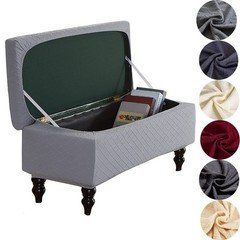 Rectangle Ottoman Cover - Stretch Storage Ottoman Covers with Elastic Bands T...