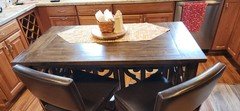 Rectangular Wood Kitchen "LEAF" Table Brown Top -fully Opened, 48x42x30