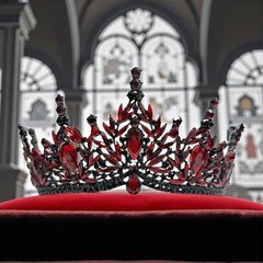 Red Crystal Tiara, Gothic Wedding Headpiece, Dark Queen Tiara, Cosplay Costume