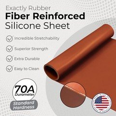 Red Fiber Reinforced Silicone Rubber Sheet 60A 1/8 x 9 x 12 Inch Made in USA