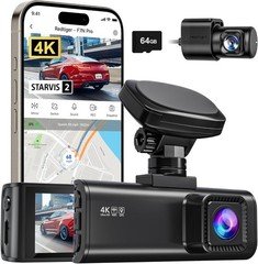 REDTIGER F7N Pro 4K Dash Cam Front and Rear, STARVIS 2 Sensor 64GB Card Included