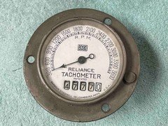 Reliance engine tachometer antique speed race Model T A nickel brass large
