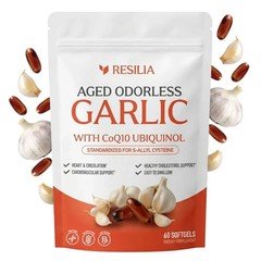 Resilia Garlic Extract 600mg Softgels (60 Count) – Odorless Aged Garlic Extra...