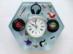 RESIN MUSIC/GUITAR THEME DESK/MANTLE CLOCK