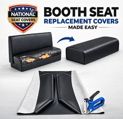 Restaurant Booth Seat Cover Replacement, STAPLE ON, Custom Fit, Heavy Duty Vinyl
