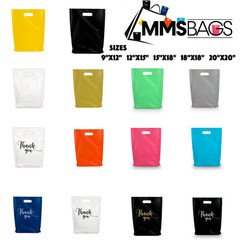 Retail Plastic Merchandise Bags, Die Cut Handles, Different Sizes and Colors
