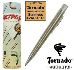 Retro 51 #VRR-1315 / Stainless Twist Action Tornado Rollerball Pen / Chrome Trim
