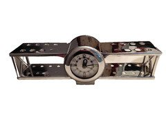Retro Biplane Desk Clock Chrome Aviation Buff