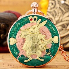 Retro Unique Rabbit Quartz Pocket Watch with Song Musical Watches Pendant Chain