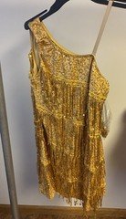 Revolution, Dance Costume Adult Large Gold Sequins Fringe