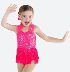REVOLUTION DANCEWEAR PICTURE SHOW HOT PINK SEQUIN MESH DRESS RC24650 SIZE: MC