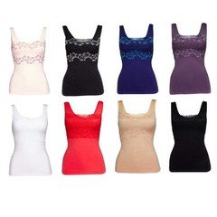 Rhonda Shear Lace-Overlay Tank with Shelf Bra 2-pack 605017-J