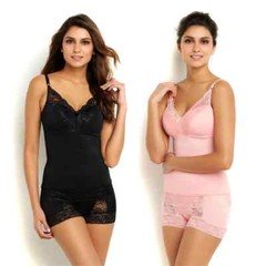 Rhonda Shear Pin-Up Lace Camisole 2-pack 527-888 Black/Pink ,Size L