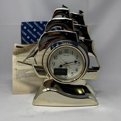 Rhythm Sailing Ship Quartz Mantel Clock Gold Tone 4RP705WS18 Clipper Tabletop