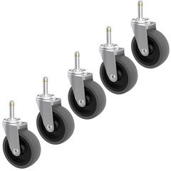 RILIDRI Replcament Casters for Brute Trash Bin Dolly Set of 5, 3-Inch, Grey