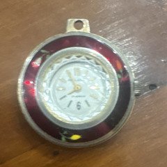 Rivland Floral Pocket Watch Manual Mechanical 17 Jewels Red/Gold Silver Dial