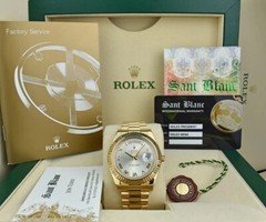 ROLEX - 41mm 18kt Gold Day Date II President Silver Roman 218238 - SANT BLANC