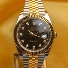 Rolex Datejust 41 Black Diamond Dial - Gold and Silver Jubilee Bracelet - 126333