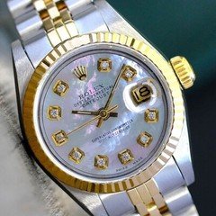 Rolex Datejust 69173 Two-Tone White Mother of Pearl Diamond Dial 18KY SS Watch
