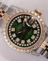 Rolex Lady Datejust 26mm Two-Tone Diamond Bezel Lugs Green String Diamond Dial Rolex Lady Datejust 26mm Two-Tone Diamond Bezel Lugs Green String Diamond Dial
