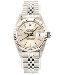 Rolex Lady Datejust 69174 Stainless Steel Watch w/White Gold Bezel & Silver Dial