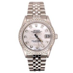 Rolex Midsize 31mm Datejust 2ct Diamonds White MOP Dial Steel Jubilee Auto Watch