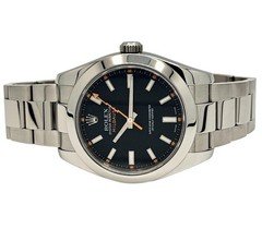 ROLEX MILGAUSS 116400 OYSTER PERPETUAL 40MM BLACK ORANGE DIAL MEN'S WATCH BOX&