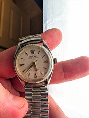 Rolex Oyster Perpetual Vintage 34mm Silver Dial Smooth Bezel Auto Watch