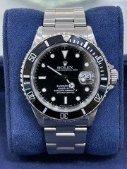 Rolex Submariner Date BLACK Stainless Steel 40mm Oyster Automatic Watch 16610