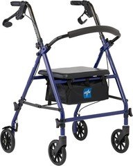  Rollator Walker with Seat, Steel Rolling Walker with 6-inch Wheels Supports up 