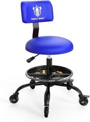 Rolling Shop Stool with Wheels Garage Mechanic Stool Chair with Backrest Height