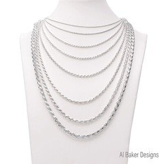 Rope Solid 925 Sterling Silver Italy Diamond-Cut Chain Necklace-Bracelet Range