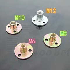 Round Flat Base T Nuts 3-Hole Tee Furniture Nut Flange Coupling M6 M8 M10 M12 