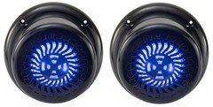 RV Surface Mount Speaker - Exterior 5.25" Black Wavy Blue LED - Marine 2x Pair